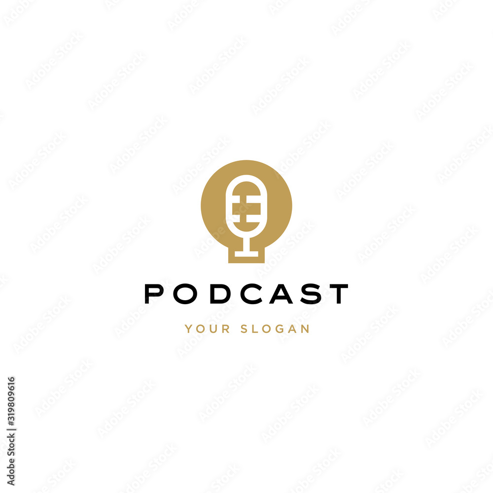 Podcast, microphone logo icon illustration Podcast, microphone logo icon illustration