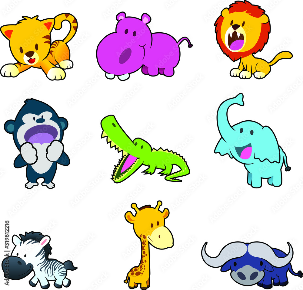 Naklejka premium jungle animals cartoons