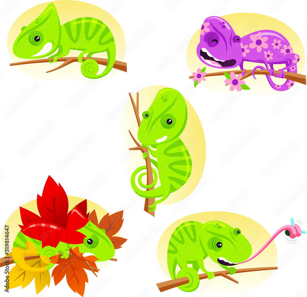 Obraz premium chameleon cartoon set