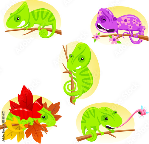 chameleon cartoon set