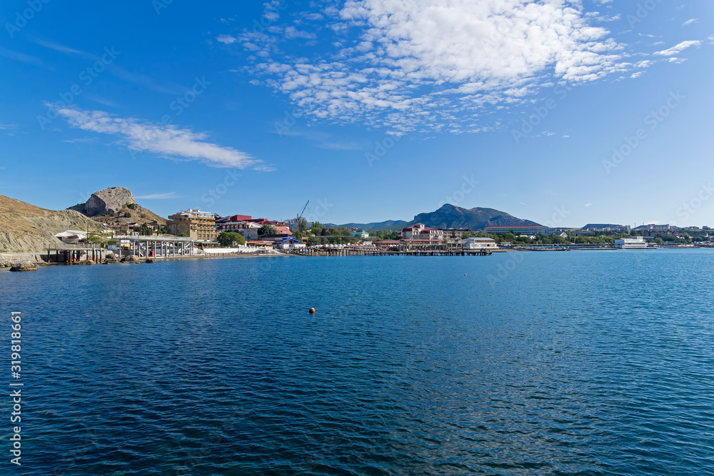 Panorama of the bay of a small resort town in Crimea.
