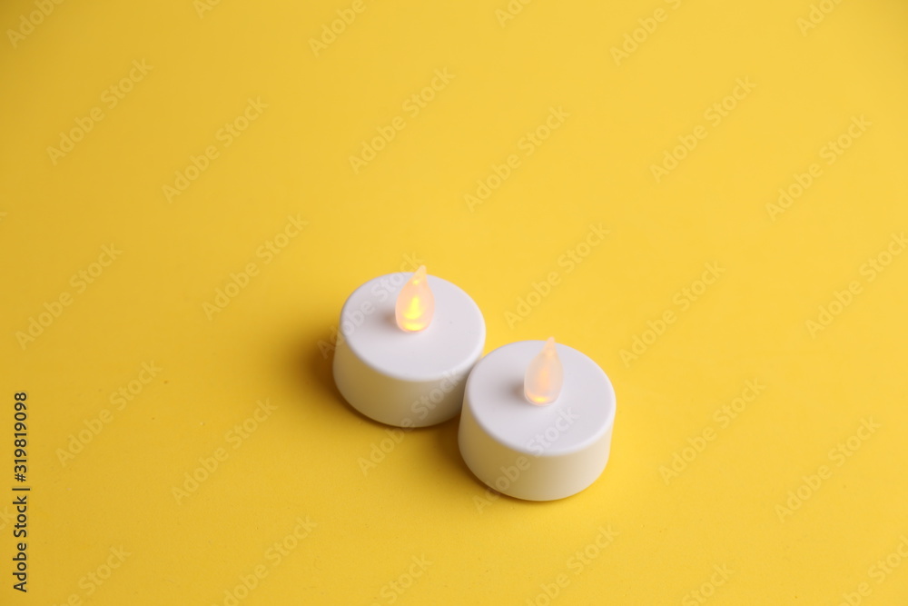 white led and plastic candles