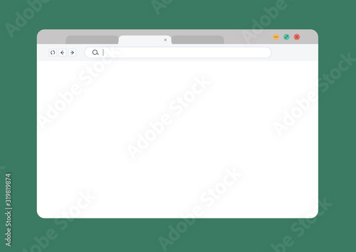 Web browser window. Computer, internet frame template design, flat page mockup. Blank screen web browser. Website window