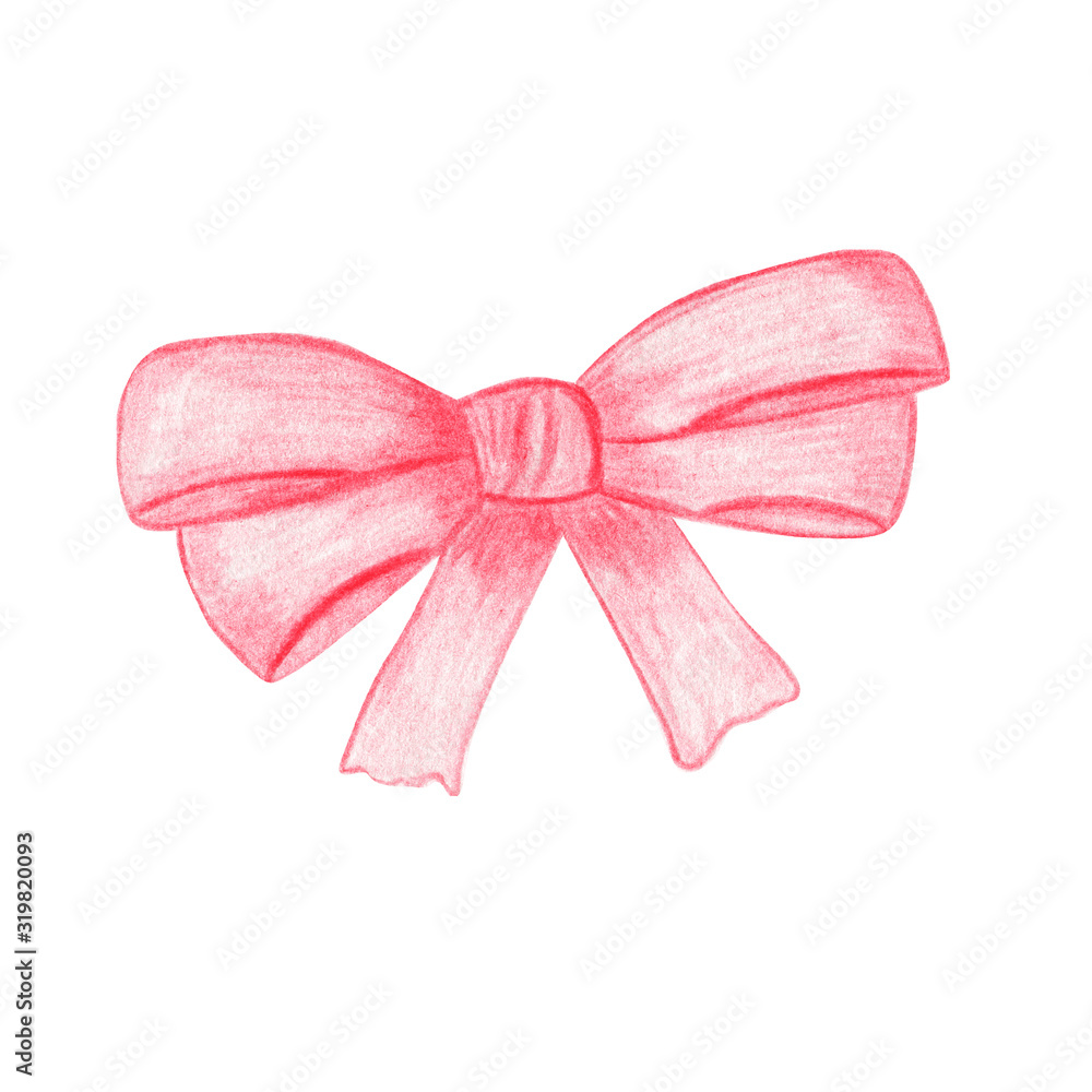Watercolor red bow.Hand Drawn watercolor illustration.Isolated on a white background.