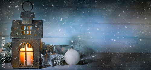 Fototapeta Naklejka Na Ścianę i Meble -  Merry Christmas and Happy New Year, Holidays greeting card with blurred bokeh background