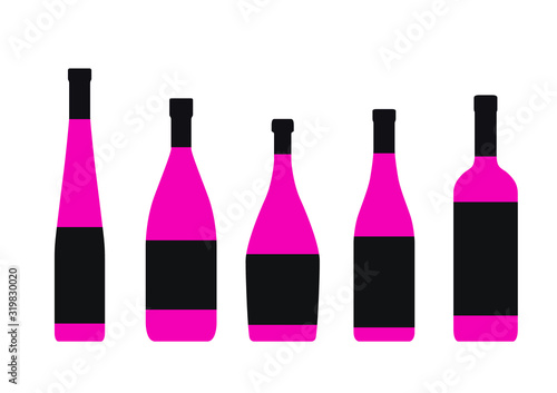 set of bottles on white background