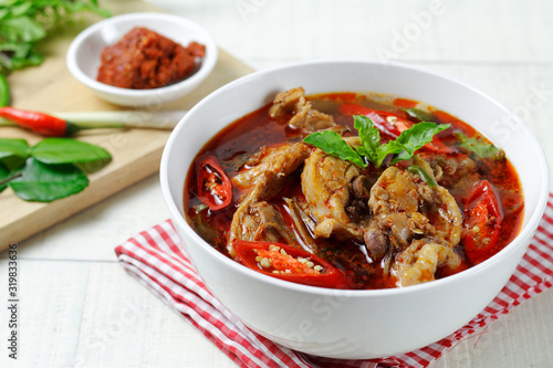 Hot & Spicy curry with chicken ,fingerroot and eggplant