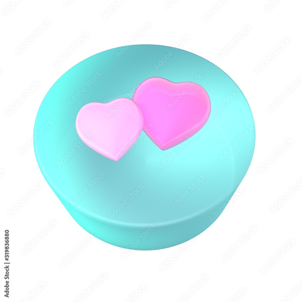 3d illustration. Сake with hearts. 3d illustration. Сake with hearts.