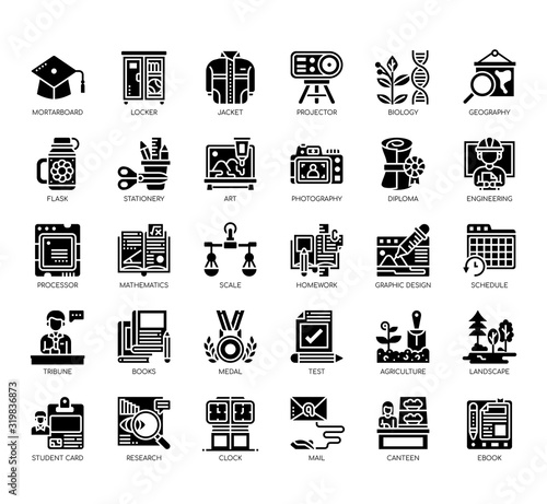 Set of college thin line and pixel perfect icons for any web and app project.
