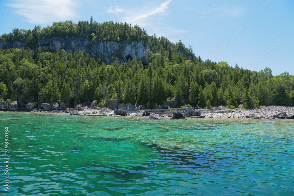 Crystal water Summer Landscapes in Tobermory, Ontario