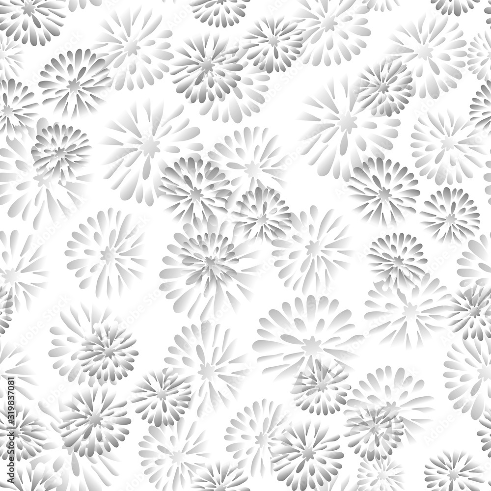  with flowers on white background drawn by pencils seamless pattern .