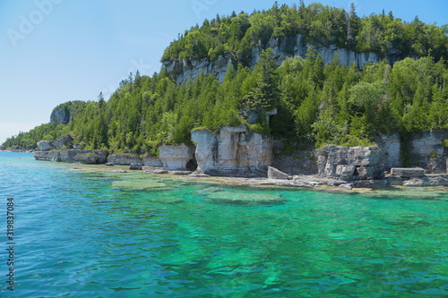 Crystal water Summer Landscapes in Tobermory, Ontario