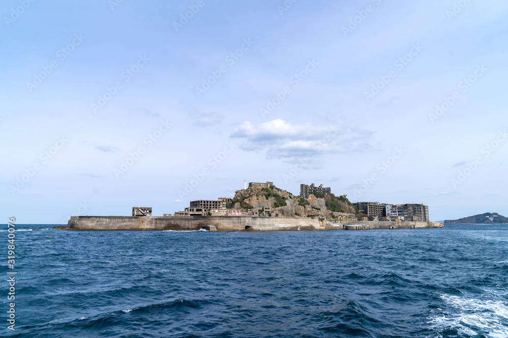 Hashima Island in Nagasaki, Japan. A symbol of the rapid industrialization of Japan. It is a UNESCO World Heritage site.