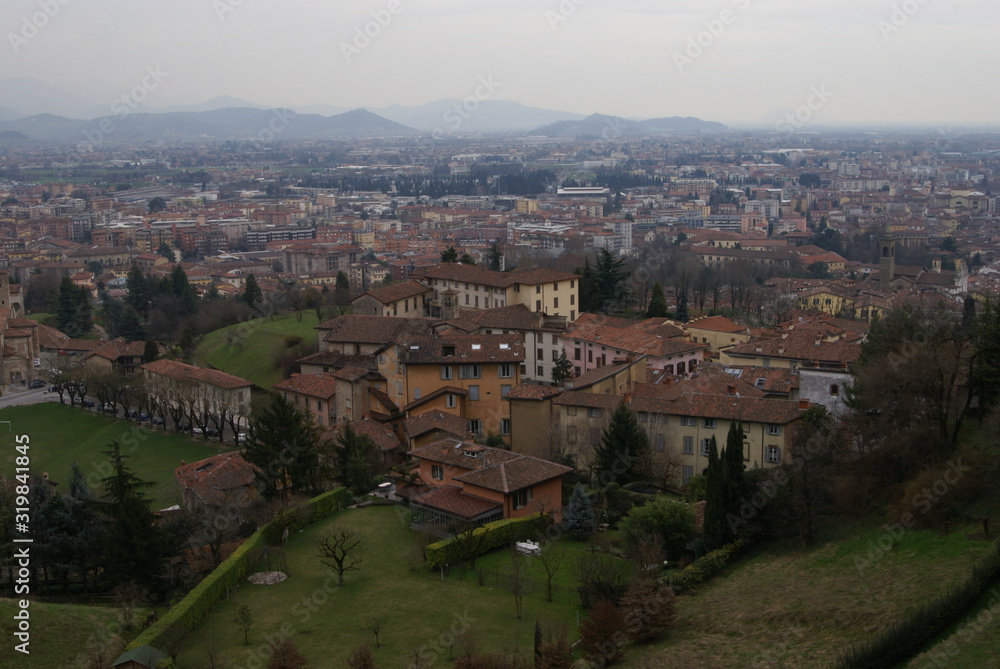 view from the hill to the city of Bergamo
