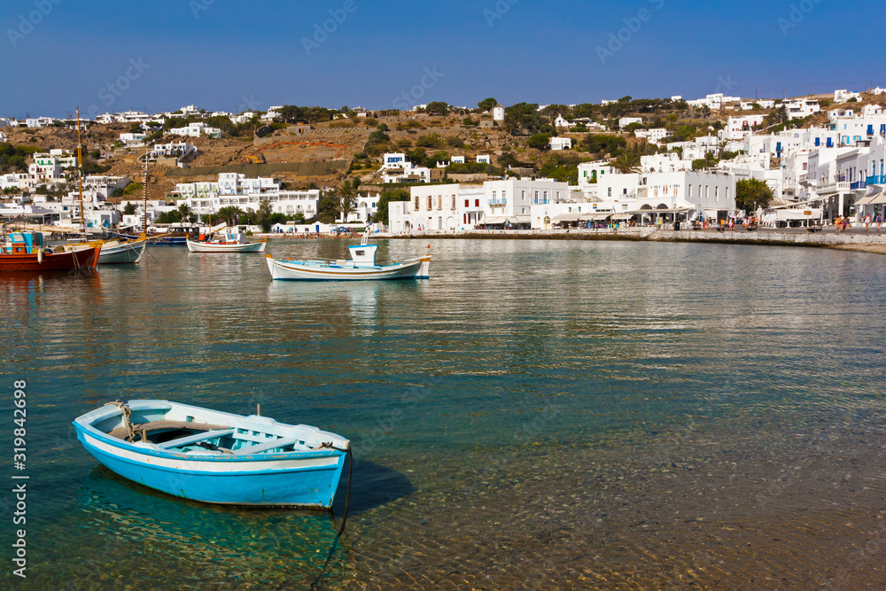The beautiful bay of Mykonos island in Greece