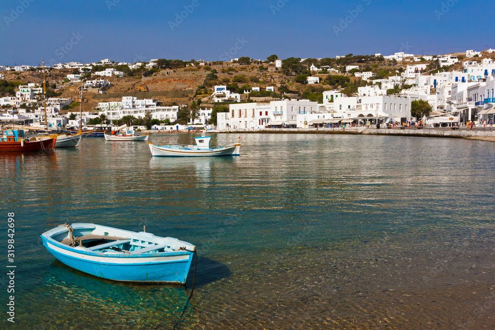 The beautiful bay of Mykonos island in Greece The beautiful bay of Mykonos island in Greece