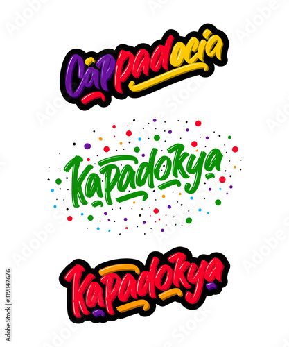 Cappadocia hand drawn modern brush lettering. Vector illustration logo text for webpage, print and advertising