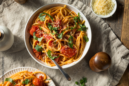 Homemade Bucatini all Amatriciana Pasta photo