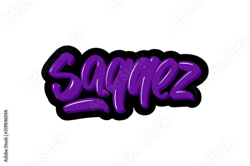 Saqqez logo text. Vector illustration of hand drawn lettering on white background photo