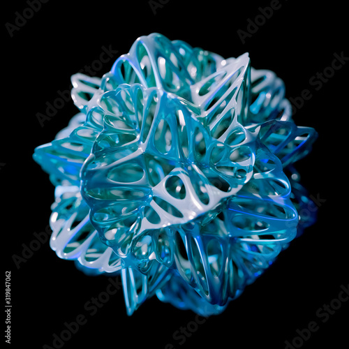 A 3D render of an organic skinned spidron polyhedra ball photo