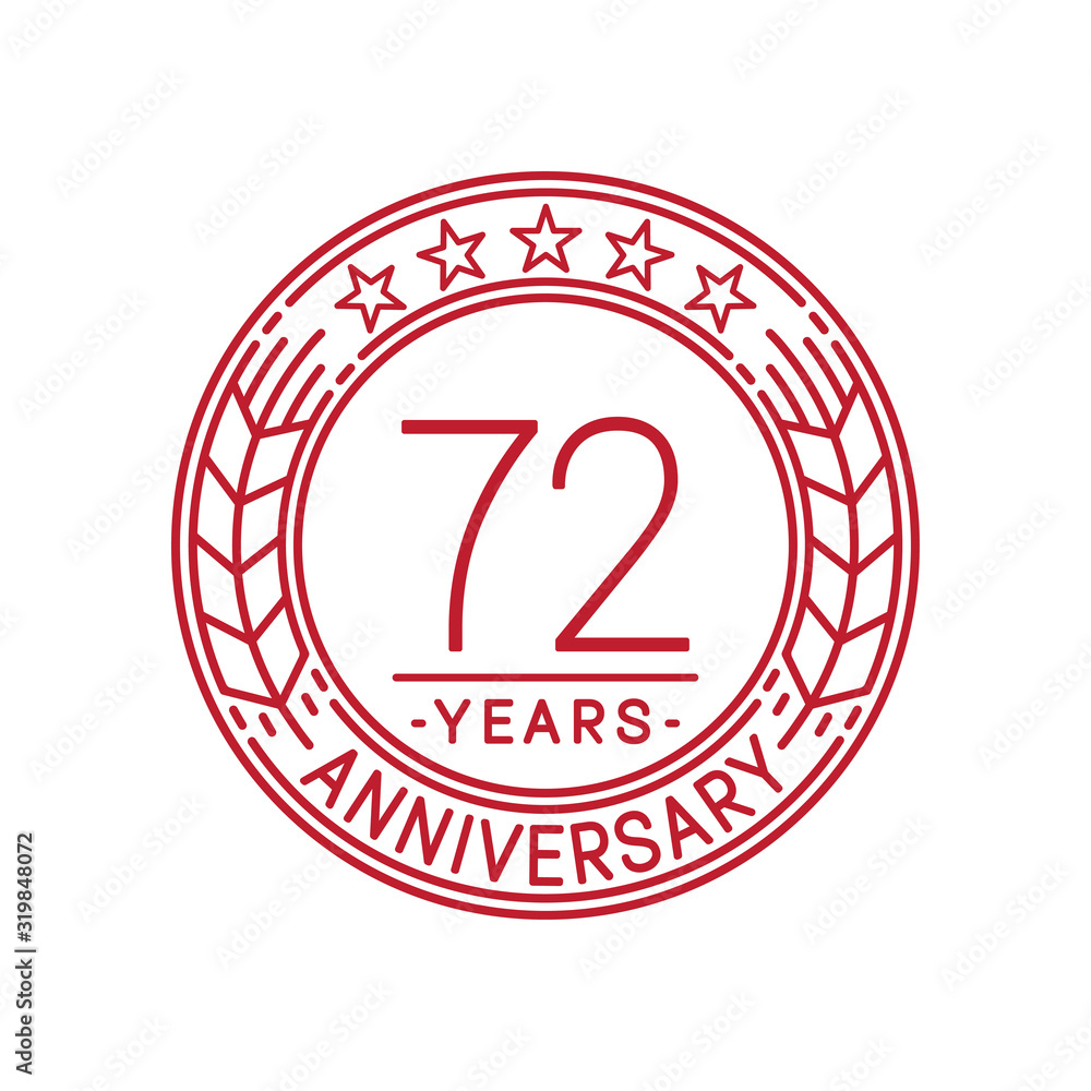 72 years anniversary celebration logo template. Line art vector and illustration. 72 years anniversary celebration logo template. Line art vector and illustration.