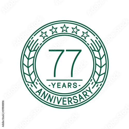 77 years anniversary celebration logo template. Line art vector and illustration.