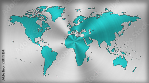Earth-map_Silver_Metal_Turquoise