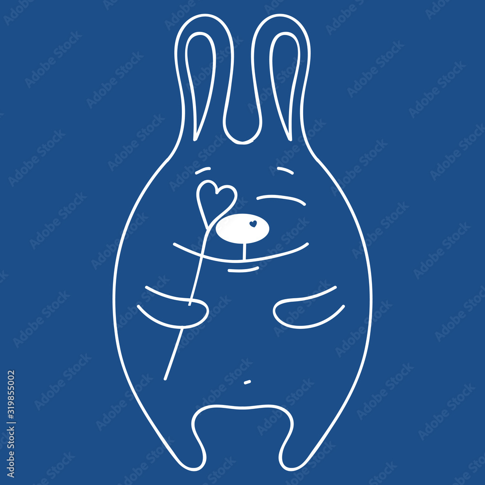 Loving rabbit with a heart. Greeting card for Valentine's Day. Vector illustration. Loving rabbit with a heart. Greeting card for Valentine's Day. Vector illustration.