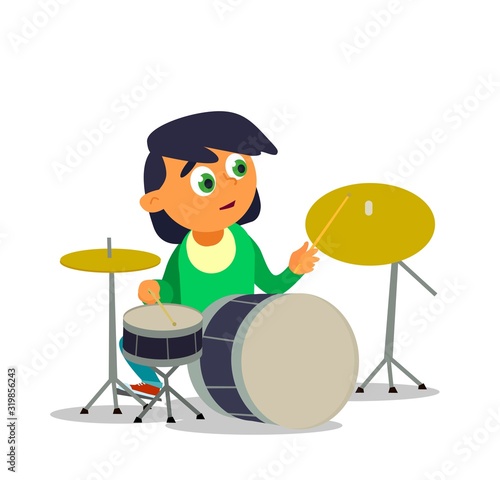 Musical children's band on a white background. Singer and musicians. Vector illustration in cartoon style