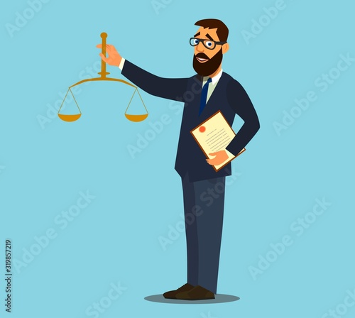 Successfully and won the case.successful lawyer. vector illustration in cartoon style. Business Consultant Character