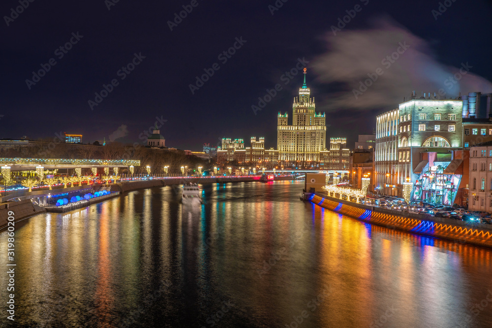 Moscow river and skyscraper -  Stalin vysotka