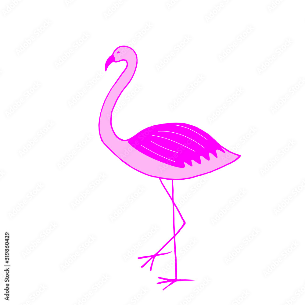 Single Hand Drawn Pink Flamingo Vector Illustration Stock Vector Adobe Stock 4999