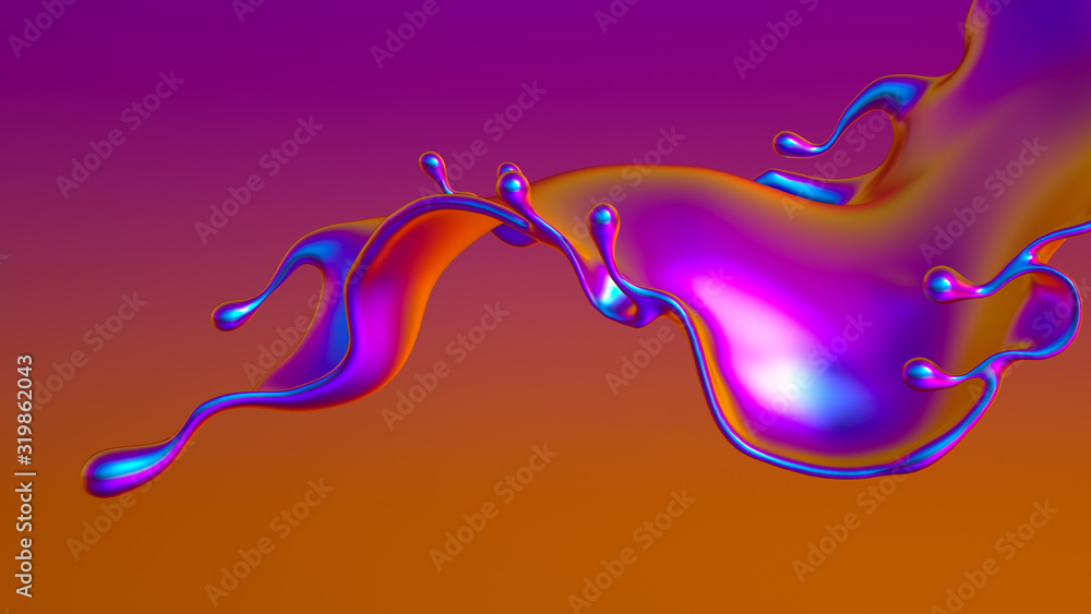 Splash fluid. 3d illustration, 3d rendering.