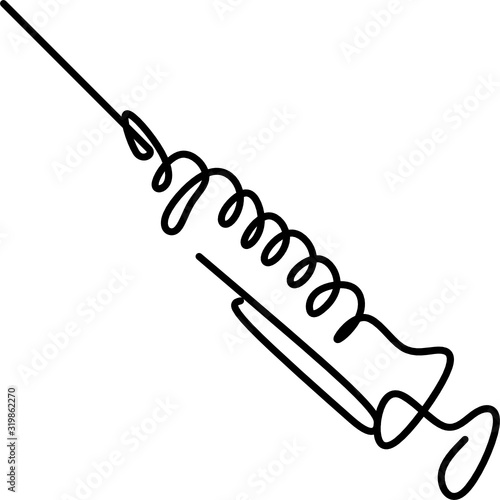 Black medical syringe, hypodermic needle, Inject needle concept of vaccination, injection. Trendy flat style. vector illustration. Drug dose business concept. Symbol web site design, logo, app, UI. 