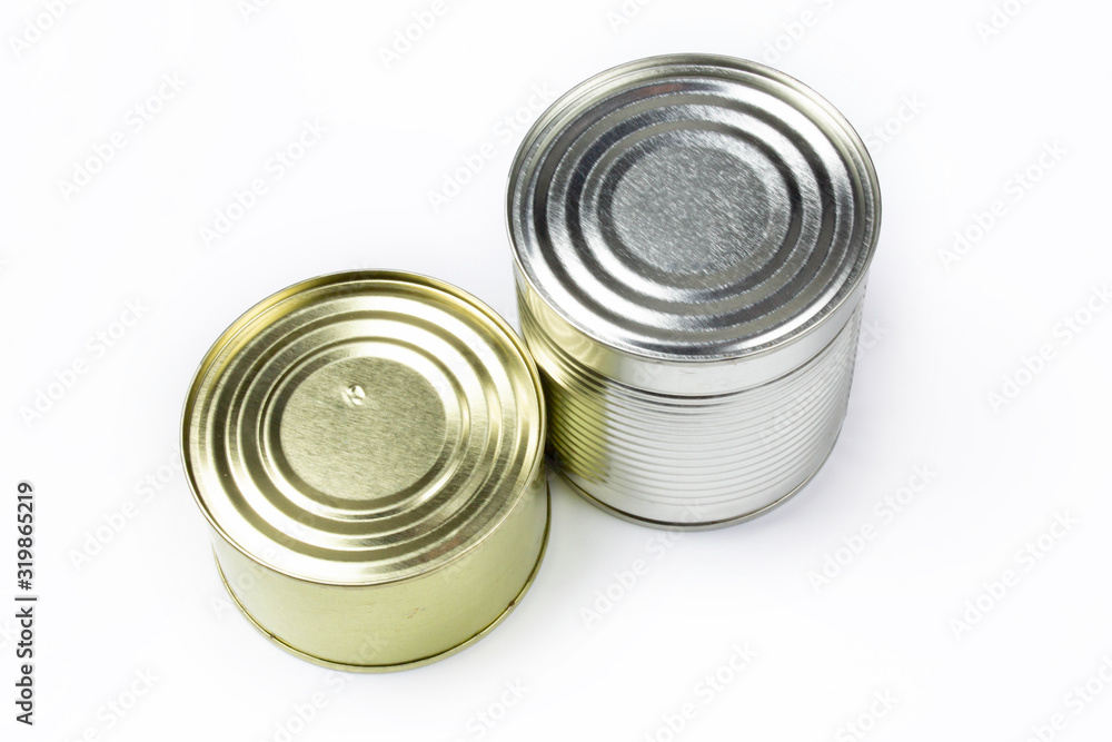 Closed preserve cans isolated on white background Closed preserve cans isolated on white background