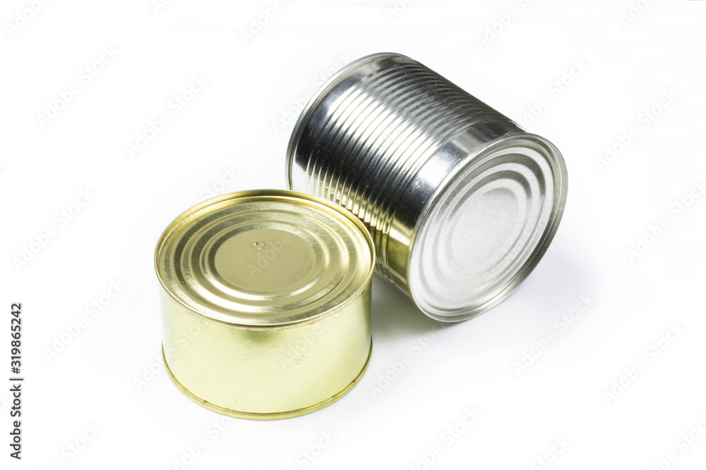 Closed preserve cans isolated on white background Closed preserve cans isolated on white background
