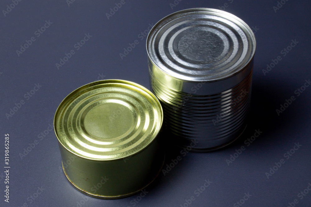 Closed preserve cans isolated on black background Closed preserve cans isolated on black background