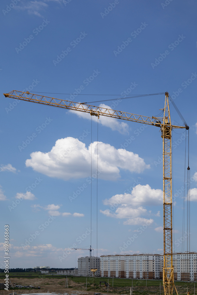 Crane and new building construction site landscape Crane and new building construction site landscape