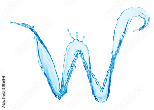 Clean Blue Water Splash Shaped in Form of Letter W