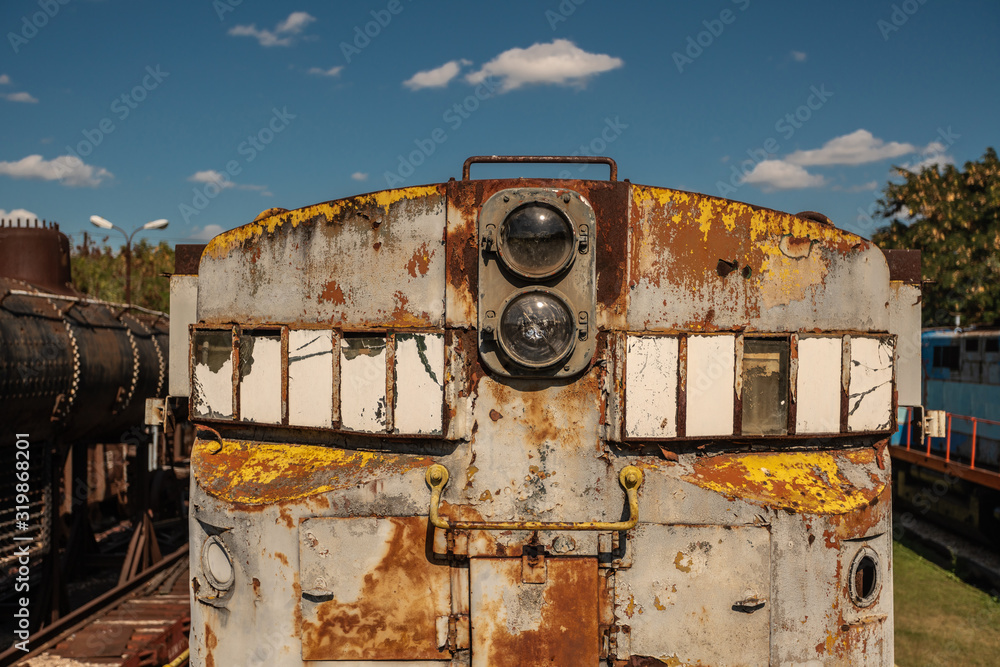 old locomotive frontal shot