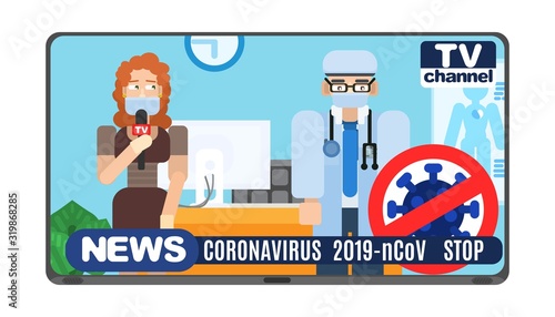 corona virus doctor interview. new news vector