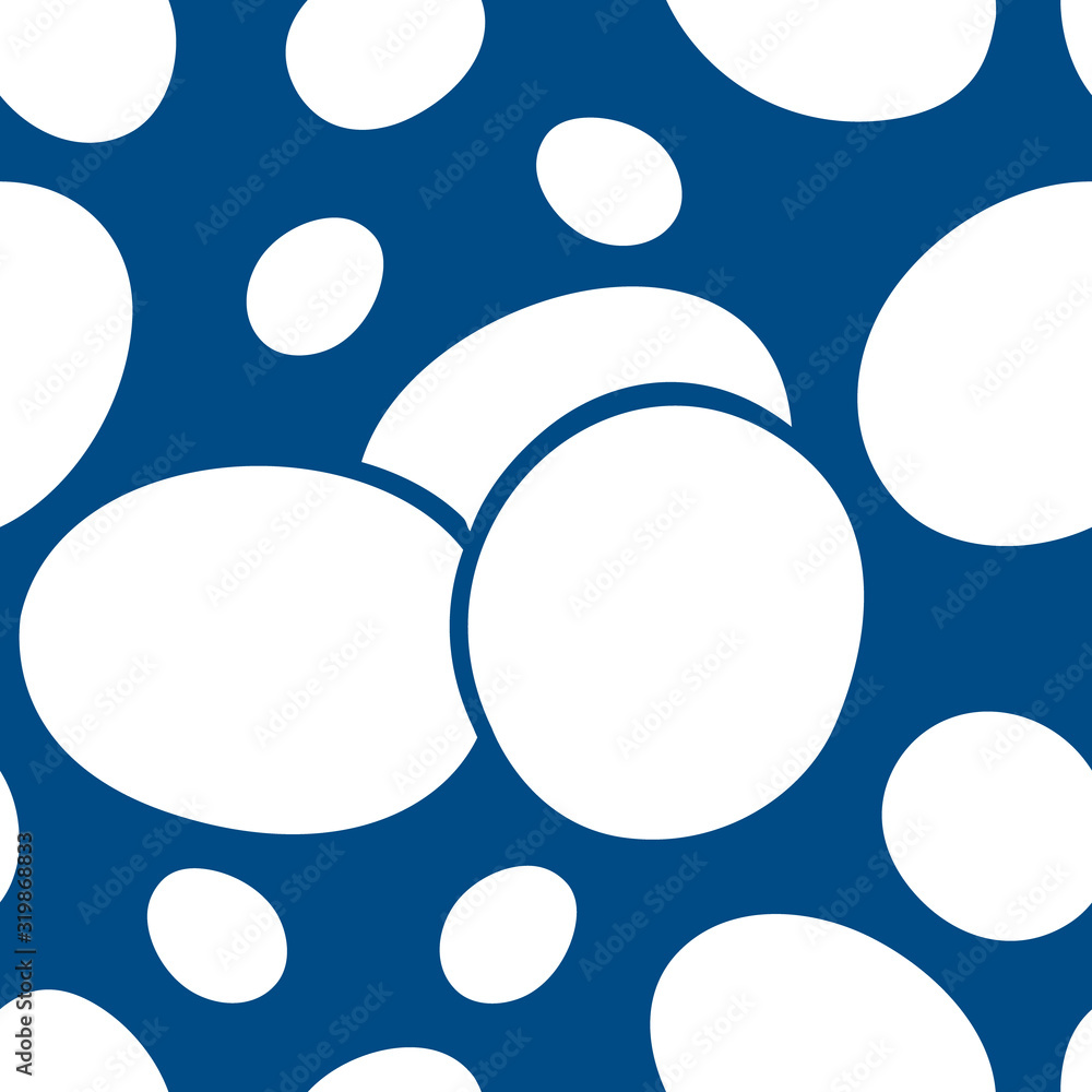 Vector drawing, pattern, whole egg, shell yolk, flat, blue background. Printing on fabric Vector drawing, pattern, whole egg, shell yolk, flat, blue background. Printing on fabric