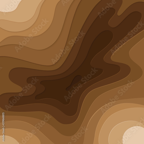Abctract background in shape of coffee splash. Paper cut style. Background for menu, card, banner, poster, flyer. Vector stock illustration