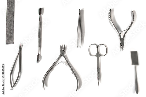 A set of cosmetic tools for manicure and pedicure closeup.NEF