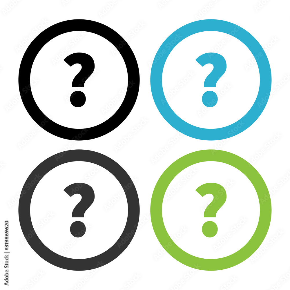 Question mark sign icon. Help speech bubble symbol. FAQ sign. Round colourful 11 buttons. Vector Question mark sign icon. Help speech bubble symbol. FAQ sign. Round colourful 11 buttons. Vector