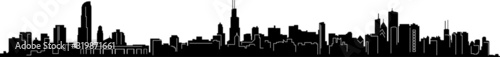 Chicago City Downtown Skyline Ouline Silhouette Vector