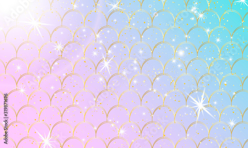 Mermaid kawaii pattern. Fish scale. Vector