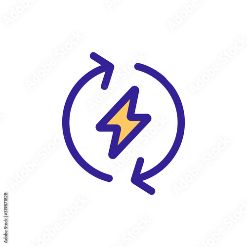 the resumption of the electricity icon vector. A thin line sign. Isolated contour symbol illustration