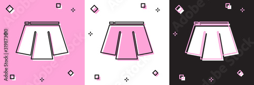 Set Skirt icon isolated on pink and white, black background. Vector Illustration