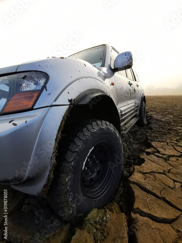 off road 4x4 car in mud
